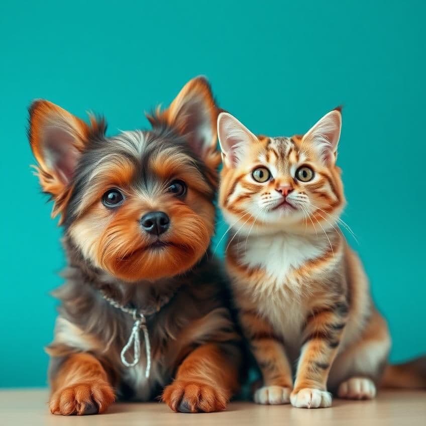 Cachorro e gato juntos